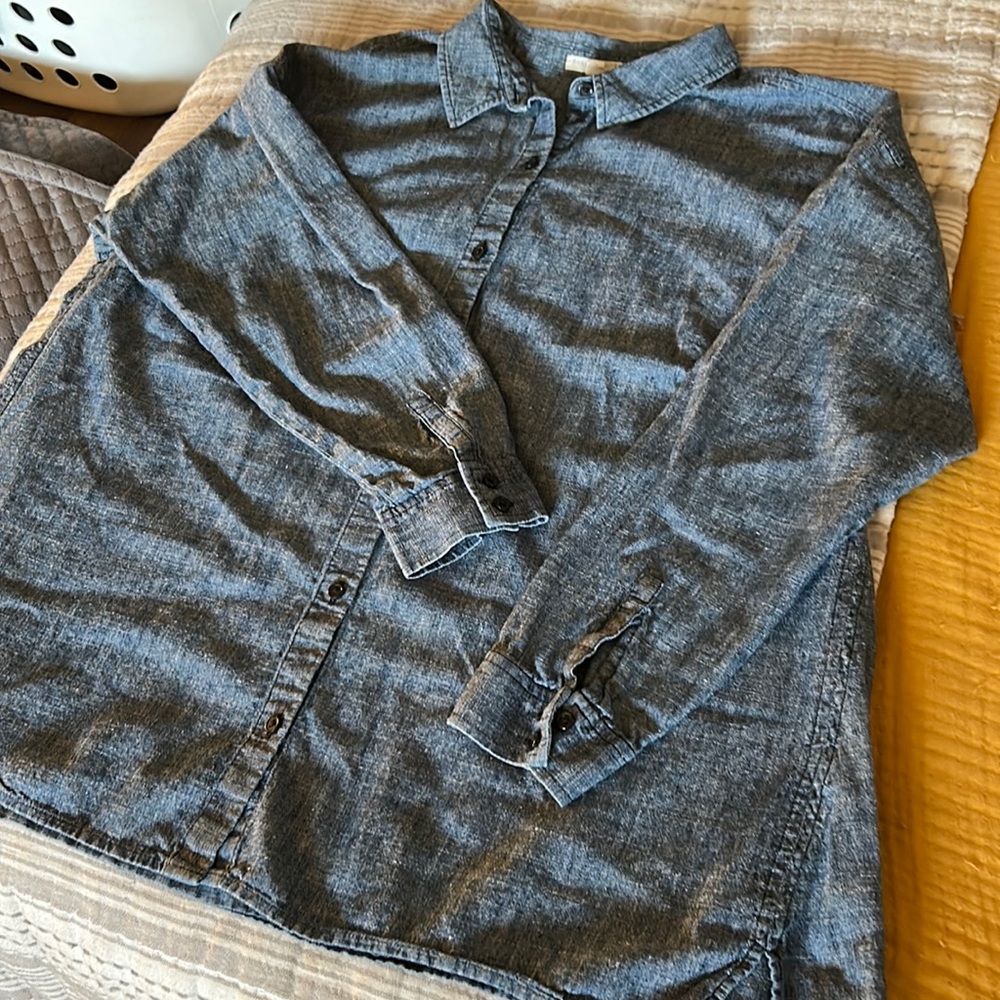 Eileen Fisher hemp organic cotton chambray button down, size 1x
